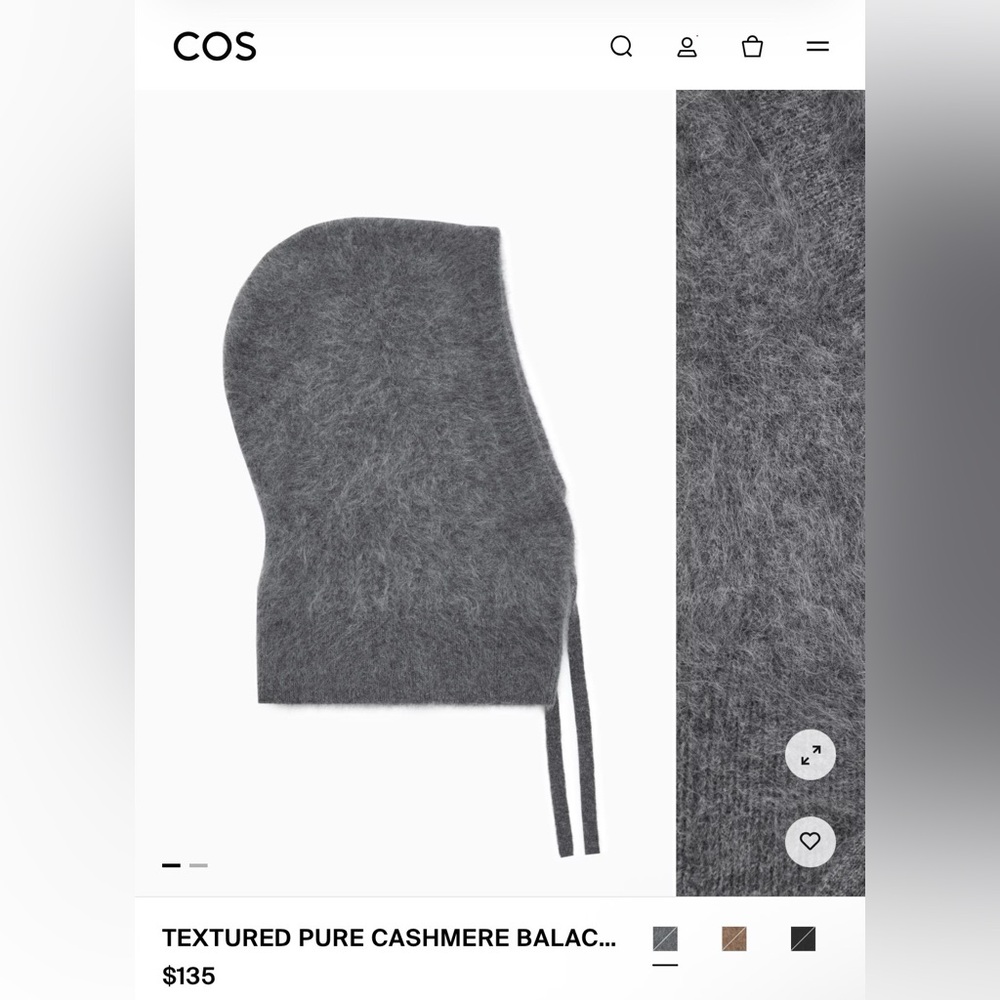 NWT COS Cashmere Balaclava Hood